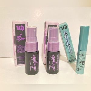 Urban Decay all nighter setting spray 
Urban Decay Wild Lash Mascara in Black
